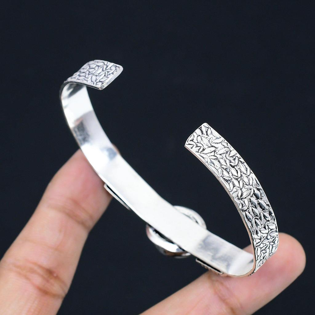 Womens Day Deal 925 Silver Oval Shiva Eye Shell Stone Engagement Bangle Bracelet