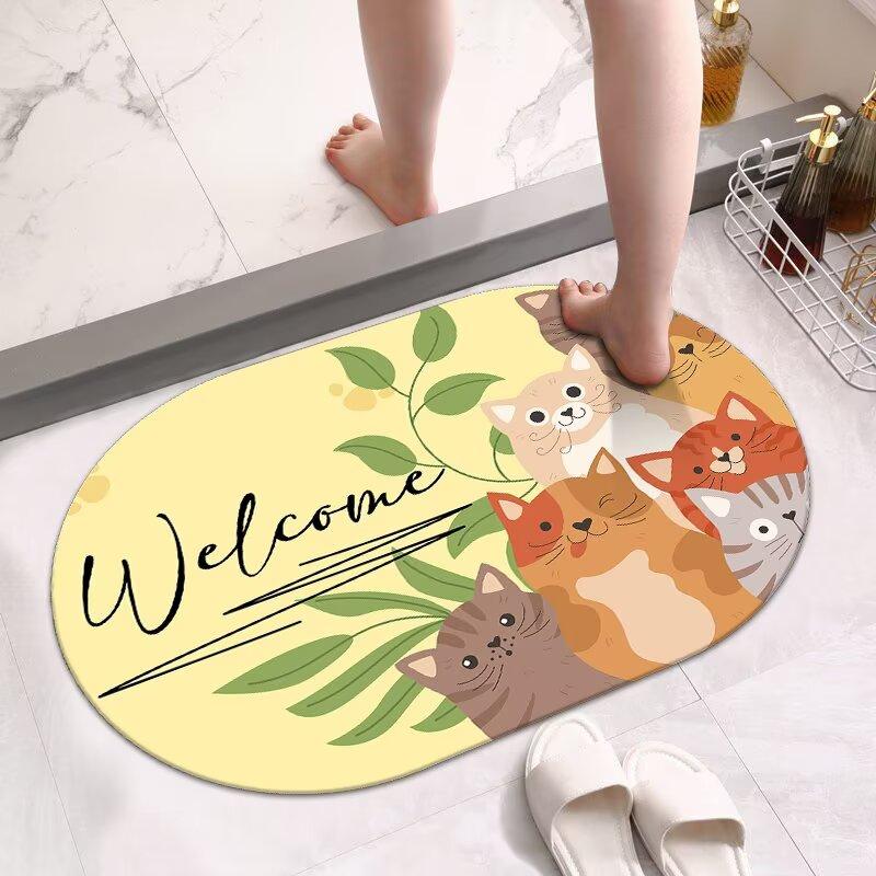 Weiche Kieselgur Toilettenbodenmatte Badezimmer Saugmatte Toilettentürmatte Waschtisch Schnelltrocknend Rutschfest Fußmatte