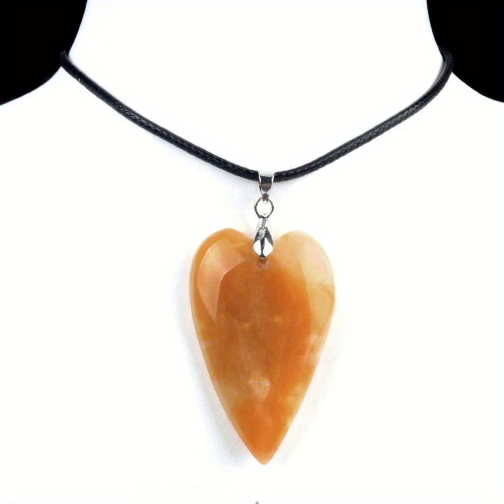 Long Heart Stone Pendant Natural Crystal Arrowhead Amethyst Crystal Charms For Necklace Stainless Steel Chain Women Jewelry new