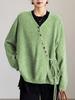 2025 Trendy Wool Cardigan Sweater: Short Sleeve, Loose Fit