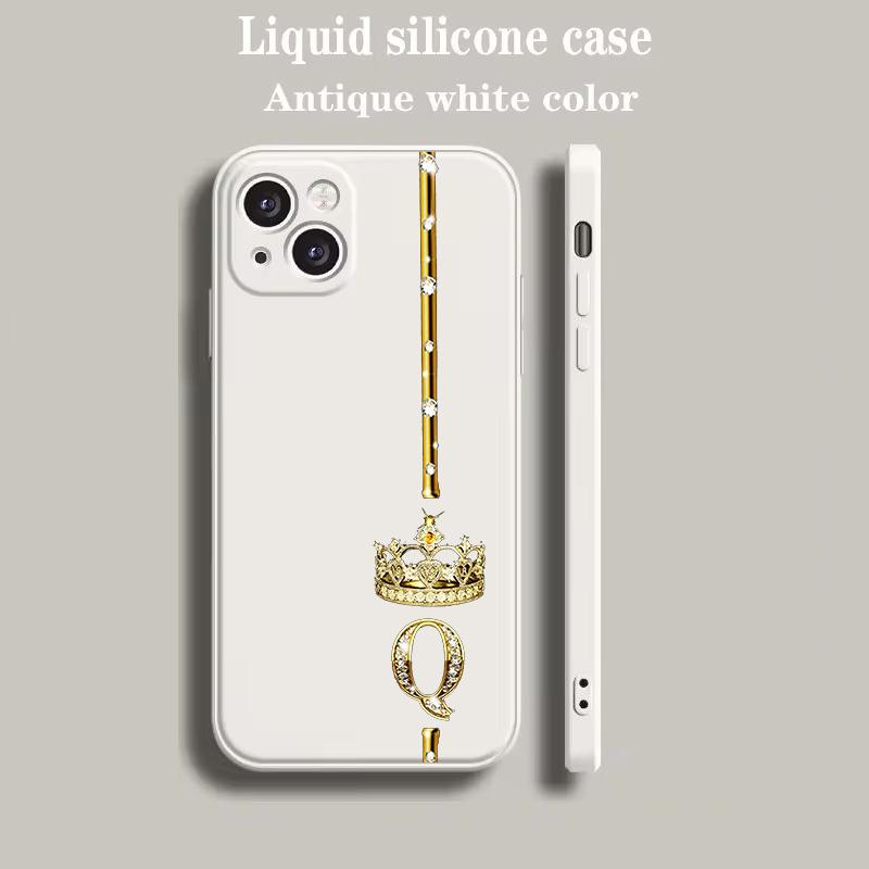 Luxury Color Phone Case For iPhone 18 15 14 13 12 mini 11 Pro Max XS X XR SE 7 8 Plus soft Beige Cover Diamond Crown Letter Letters