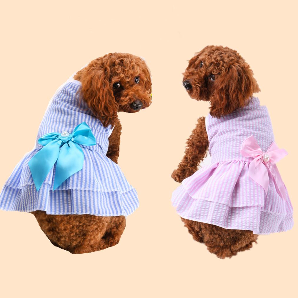 

New Summer Thin Pet Bubble Skirt for Dogs Teddy Bear Design Large рожевий