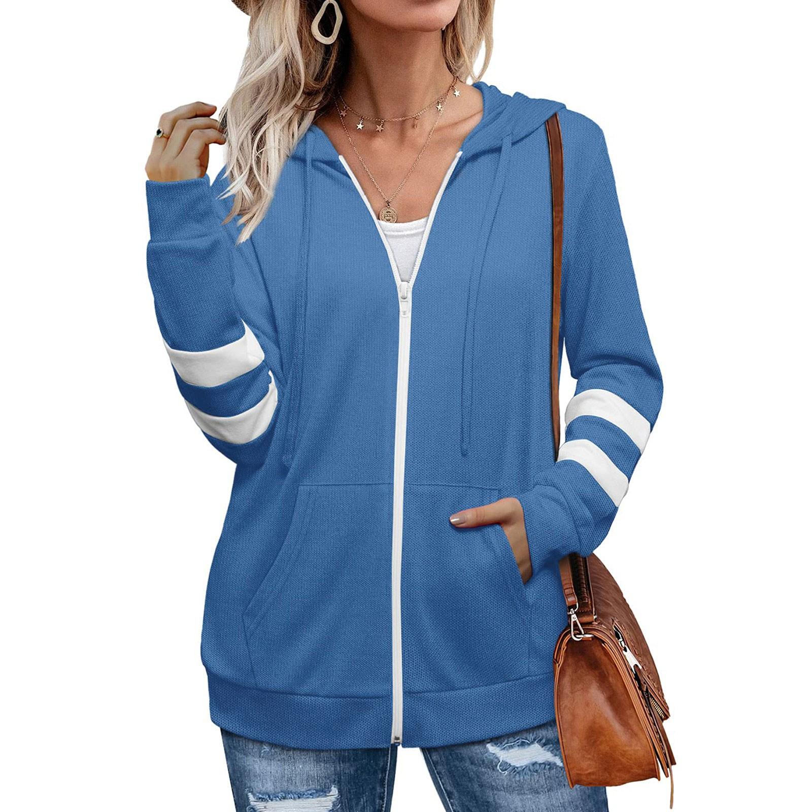 

Womens Active Long Sleeve Zip Up Hoodies With Pocket Hooded Sweatshirts Jackets L синій