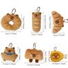 Cute Capybara Plush Keychain Kawaii Bread Charm Cartoon Animal Doll Soft Fluffy Foodie Decor Hanging Ornament for Girls Gifts