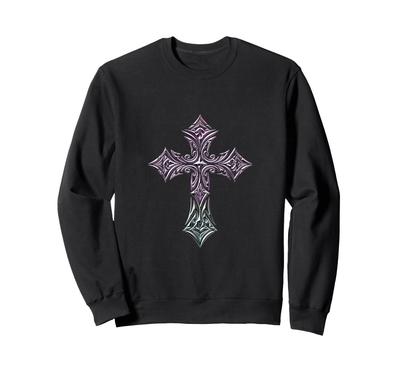 Emo Goth Cross Minimal Gothic Symbol Alt Y2K Sweatshirt
