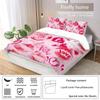 Valentine's Day Heart bedding set, skin friendly, warm, comfortable, warm pink surface, red lip print with a heart pattern
