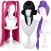 Demon Hunter Girl Group Mira Cosplay Wig: Rose Red, Long Straight Hair, Zoe Black Braids, Rumi Purple.