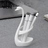 Decorative Toothbrush Stand 3D Printed Swan Holder, Bathroom Organizer with Hollow Water-Draining Design, Black White Stable Dual Color, Widened Base,