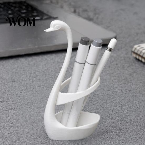 Decorative Toothbrush Stand 3D Printed Swan Holder, Bathroom Organizer with Hollow Water-Draining Design, Black White Stable Dual Color, Widened Base,