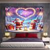 Santa, Snowman, and Fireworks Celebration Pattern Wall Hanging Tapestry Decorative Tapestry Home Decor for Bedroom and Living Room