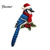 Winter Bird Door Ornament Wooden Topper, Cute Christmas Corner Statue, Woodland Animal Frame Festive Home Wall Decor Art Sign for Holiday Window