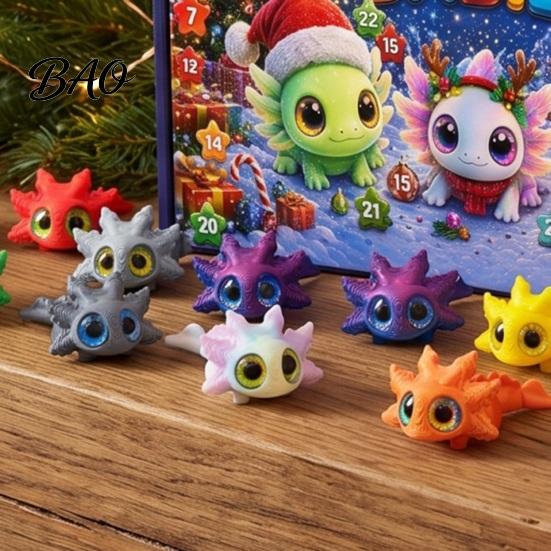 Cute Desk Decorations Axolotl Advent Calendar 2026, 3D Printed Jointed Flexible Toys, 24 Days TPR Animal Party Favors Christmas Countdown with
