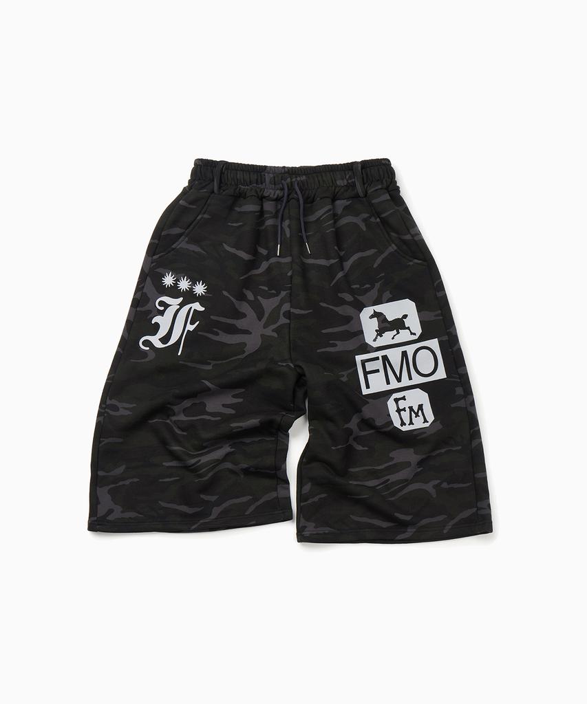 FREEMARIO Travel Camo Bermuda Sweatpants [Black]