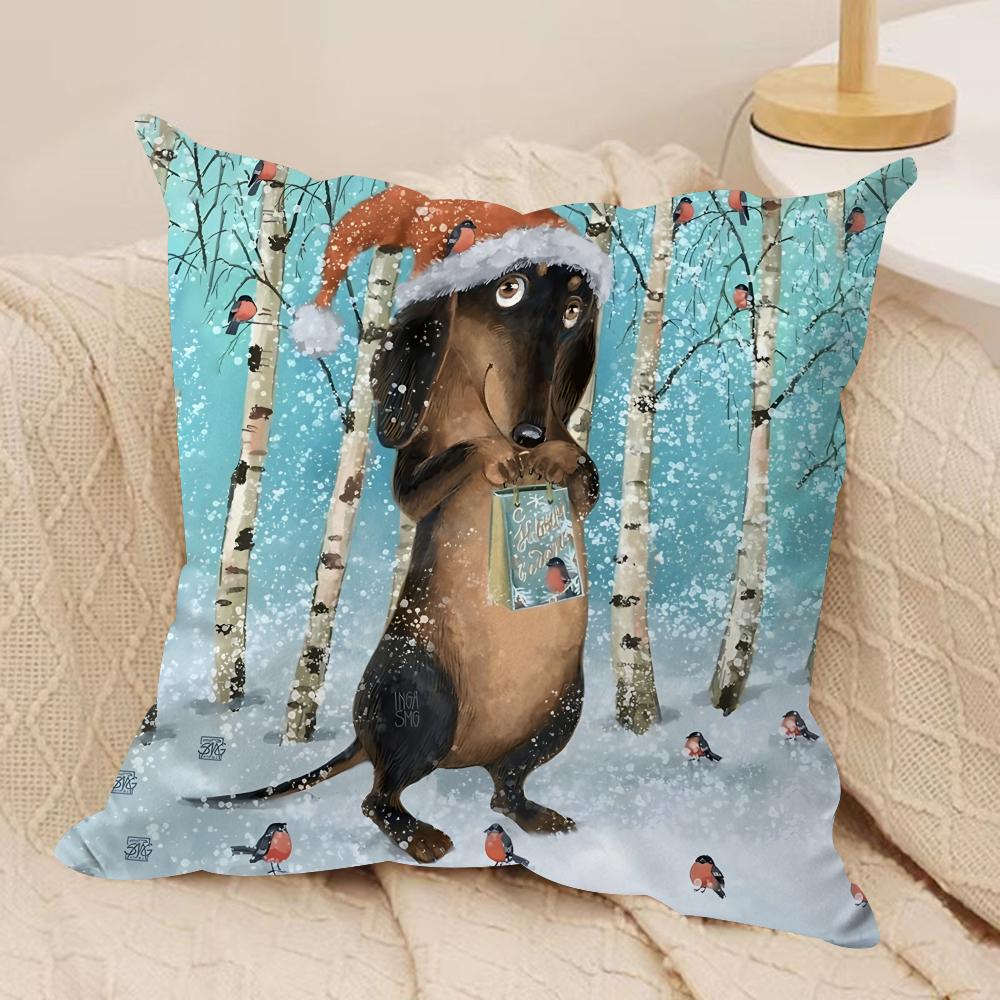Cute Animal Snowflake Retro Cushion Cover Silky Short Plush Invisible Zipper Dustproof Sofa Pillow Case For Home Decor