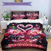 3PC Custom Name Love Birds Heart Shape Bedding,soft and breathable,2D Flat Print,room decor.,Poster Three-piece set,Soccer Three-piece set,Art,Poster,