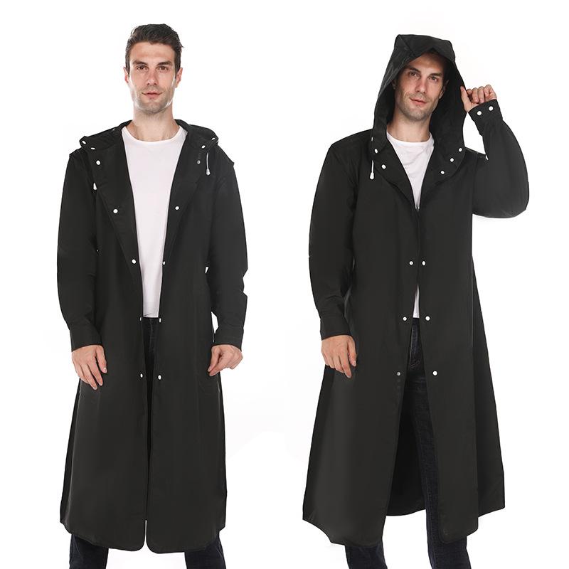 

Extra Large Black & White EVA Trench Coat-Style Rain Poncho for Men & Women L