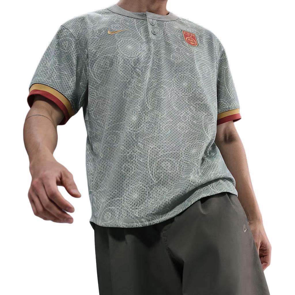 Nike Authentics Markenlogo Rundhals Überschnittene Schultern Locker Kurzarm Baseballtrikot Herren Trikot Glimmergrün Vereinsgold HF5084-330