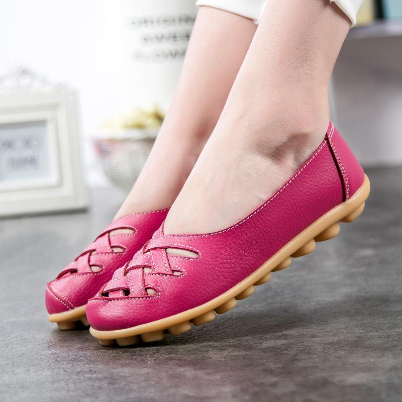 Genuine Leather Women's Shoes Flats Loafers Ladies Shoes Slip On Women's Loafers Femme Moccasins Female Ballet Tenis Feminino