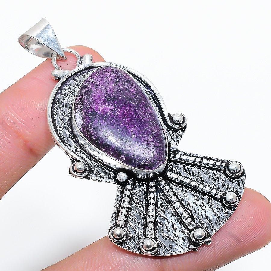 

Purpurite Gemstone Handmade Ethnic Jewelry Pendant 2.36 SR-6573