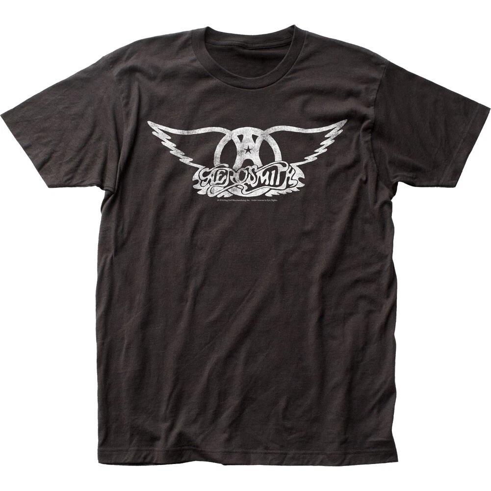 Aerosmith Logo Mens T Shirt Rock and Roll Classic Sort Sleeve Tee New Black