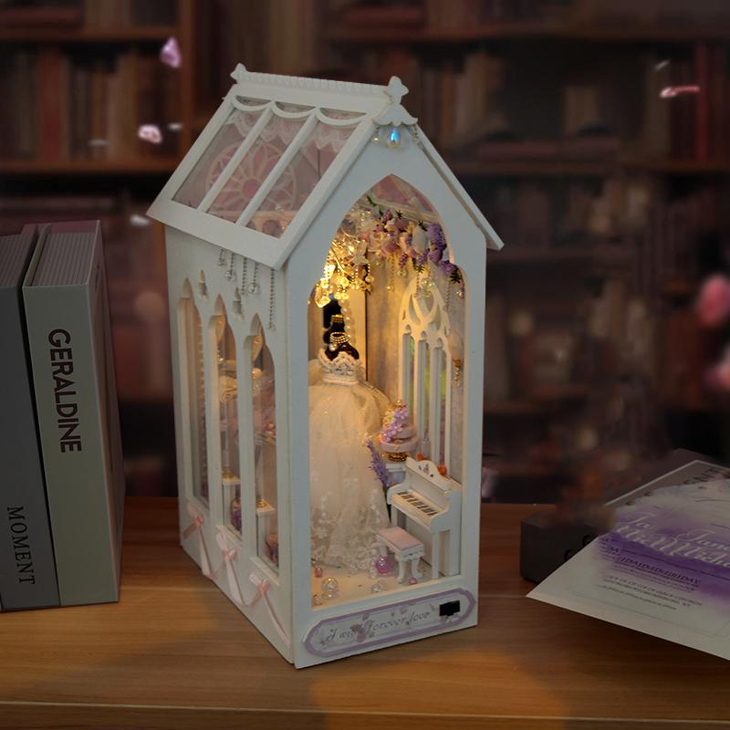 Rincón de Figuras Miniatura de Madera para Libro de Bodas DIY Miniaturas Atril Estantería Hecha a Mano para Regalos de Cumpleaños Manualidades de Decoración del Hogar
