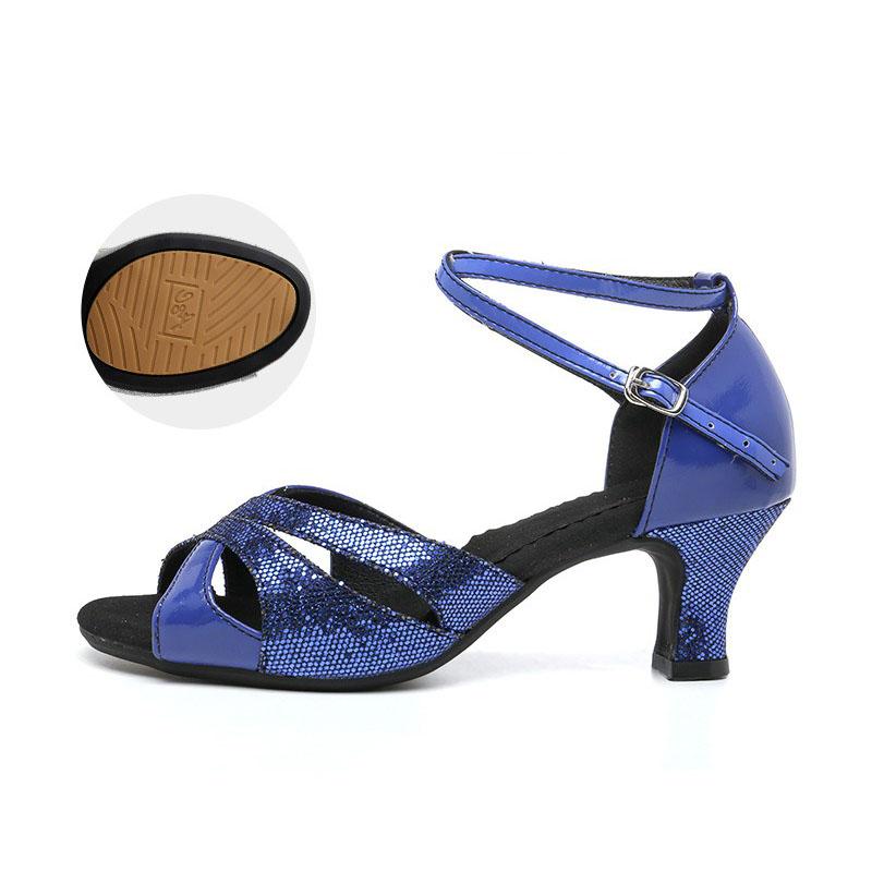 Summer Women's High Heels Sexy Openwork Open Toe Stiletto Sandals Mid-heel Ankle Buckle Strap Sandals Latin Style Dancing Shoes