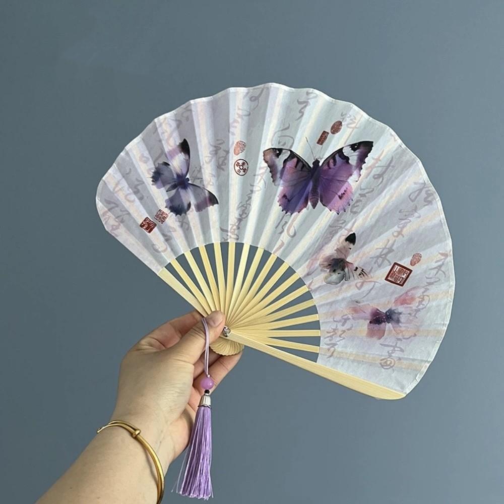 Vintage Shell Shape Fan with Tassel Hand Cranked Fan Creative Handheld Fan Party Style 14