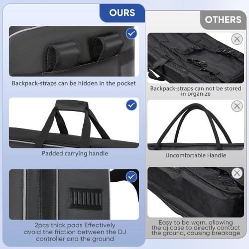 DJ Controller Bag, Compatible with DDJ 800, FLX6, SX, SX2, SX3, MC7000, Rane One, and Mixon 8 Pro, Soft Case with Multi-Pockets, DJ Case, DJ Gig Bag f