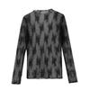 Sheer Long Sleeve Tops For Women Sexy Mesh Shirts  Mock Neck Floral Embroidery Lace Blouses