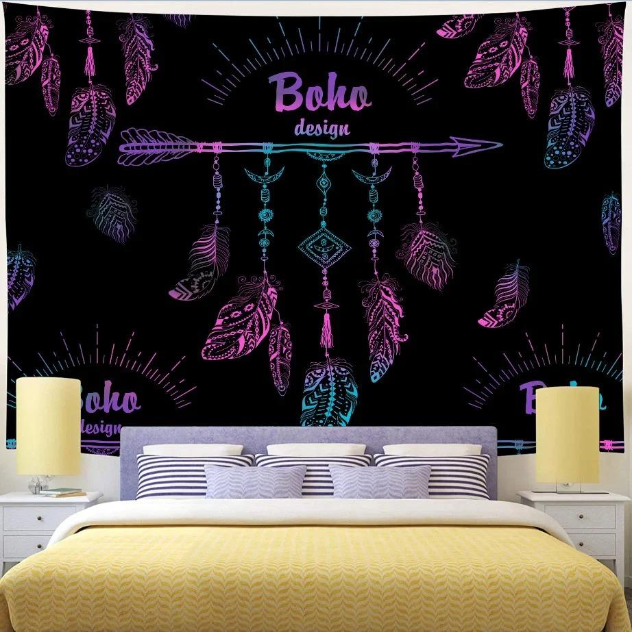 Психоделический гобелен с лунными перьями — фото 8