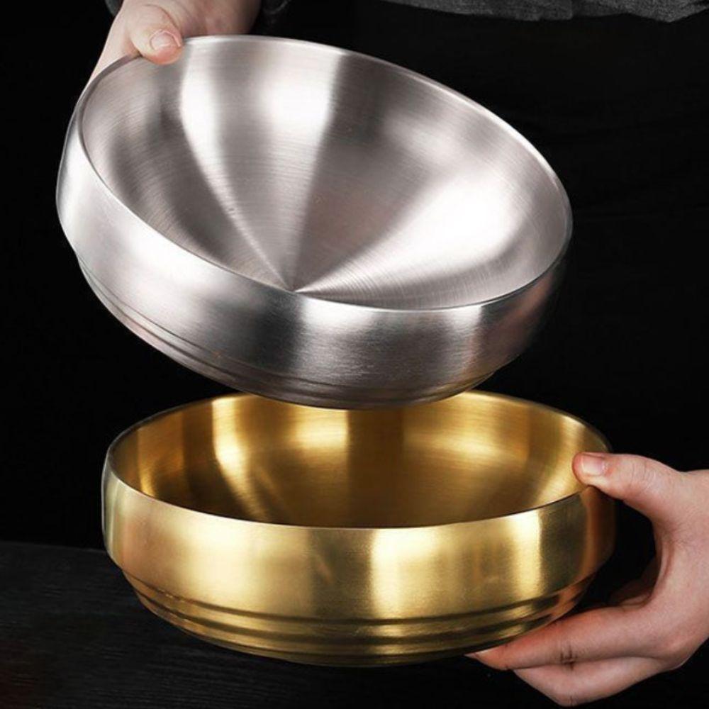 Anti-scald Korean Stainless Steel Bowl Double Layer Soup Bowls Cold Noodles Bowl  Restaurant