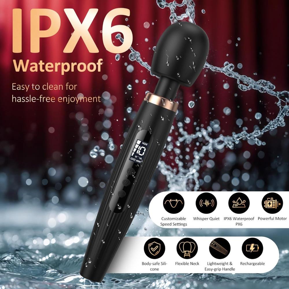 10 Modes Waterproof G-Spot Vibrator Wand with LED Display – Silent USB Rechargeable for Clitoris, Anal & Nipple Stimulation