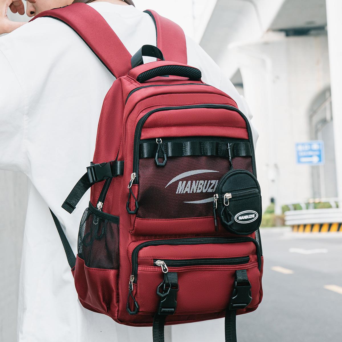 Travel Backpack Lightweight Campus Nylon Large Capacity Middle School Student Backpack Outdoor Backpack Female Student School Bag красный
