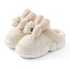 Bow cotton slippers winter piled thickened plush warm non-slip bag and home outdoor cotton shoes winter