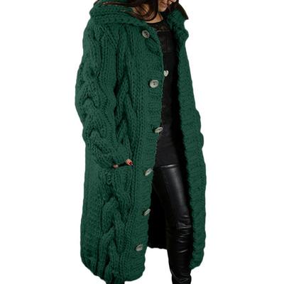 Women's Autumn Winter Long Sleeve Knitted Cardigan Coat Casual Streetwear Hooded Sweater Coat Plus Size 5XL