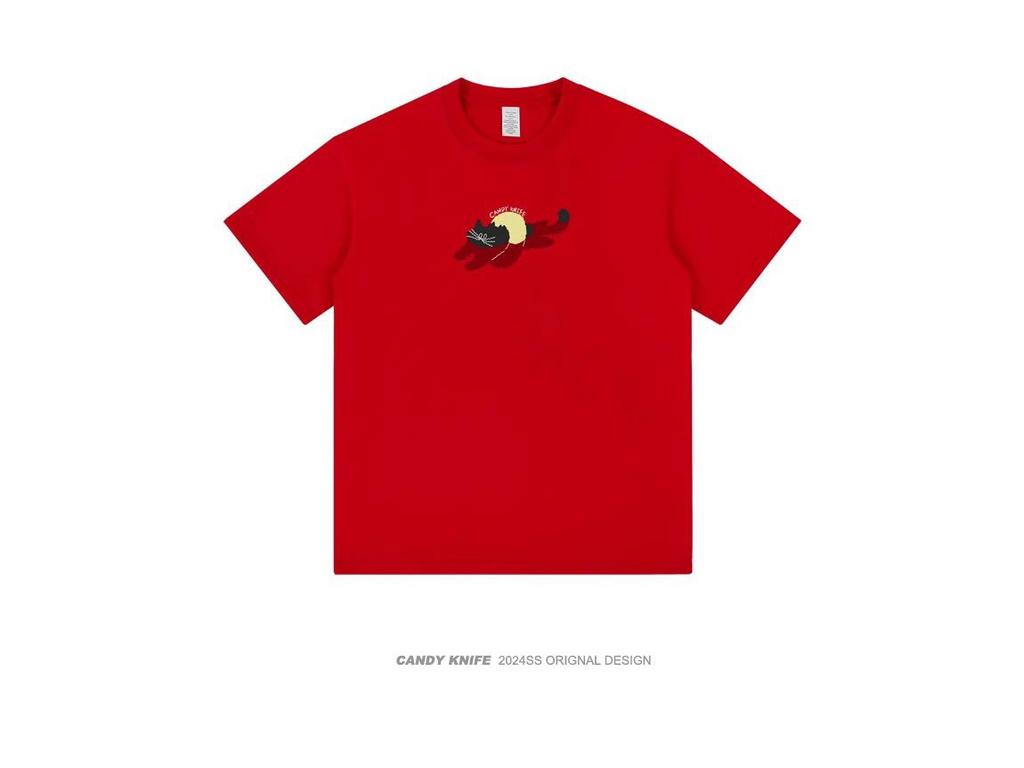 Unisex Oversized Trendy Kitten Print Cotton T-Shirt