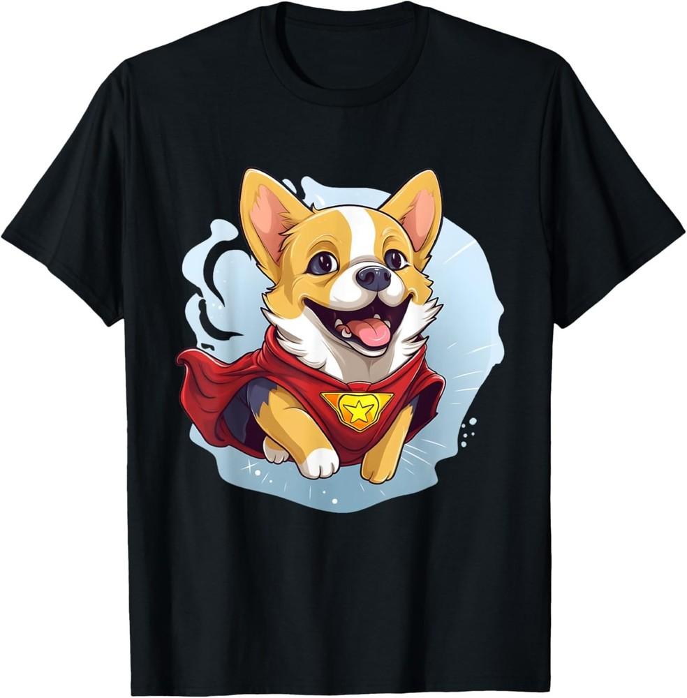 Funny Cute Dog Kawaii Superhero Super Corgi Hero Cool Animal T-Shirt S