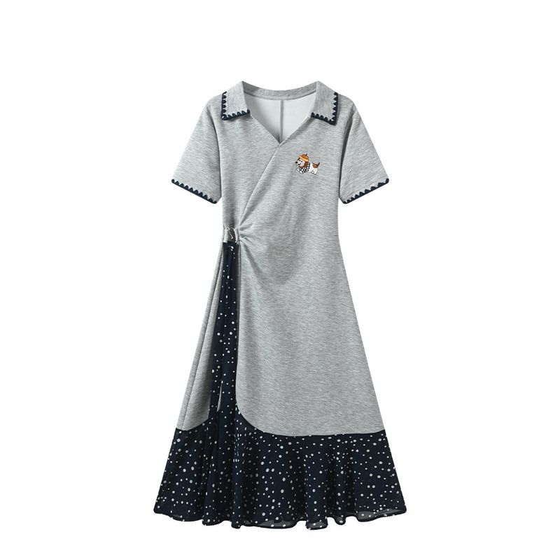 

Cara Club Plus-Size V-Neck Short-Sleeve Dress for Women, Summer Style for Curvy Girls, Trendy and Beautiful Dress This Year Gray XL