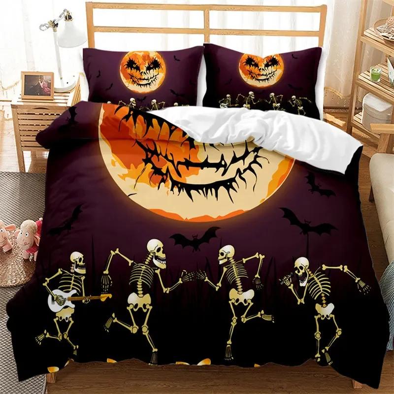 

Carton Pumpkin Soft Duvet Cover Gothic Halowen Beding Set Polyester Lantern Ghost Warm Comforter Cover Twin King For Young Boys Young Girls Rom 120*200cm Single