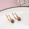 Simple Black Natural Zircon Clips Earrings For Women Trendy  Rose Gold Color Bride Wedding Earrings Fine Jewelry