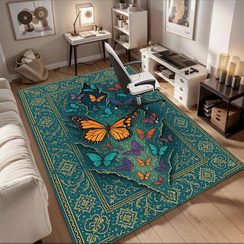 

Colorful Butterfly Book Cover Art Print Office Mat Home Decor Office Desk Chair Rugs Chair Carpet for office Chair Mat Gift For Halloween & 60cm by 90cm