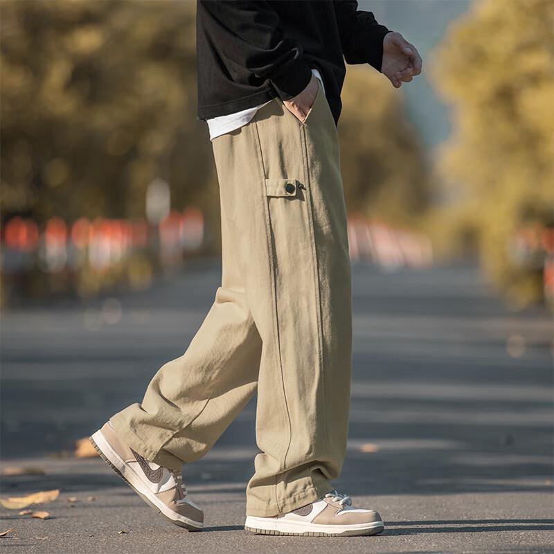 VUUG Men's High Street Loose Straight-Leg Cotton Cargo Pants
