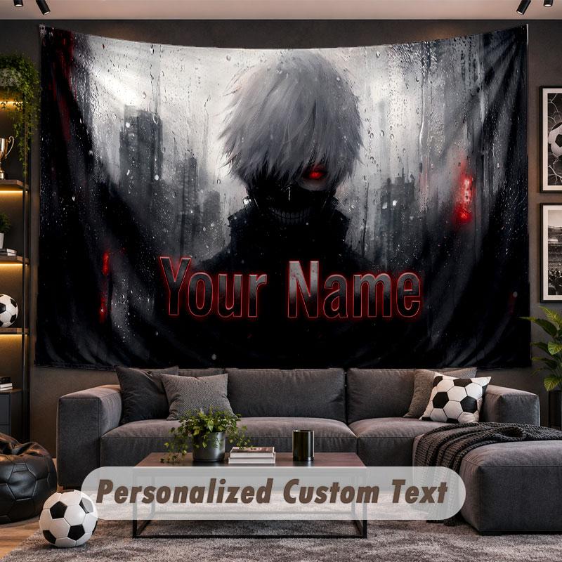 Wall Hanging Tapestry Custom NameTokyo Ghoul Pattern Personalized Printed Fabric Wall Decor