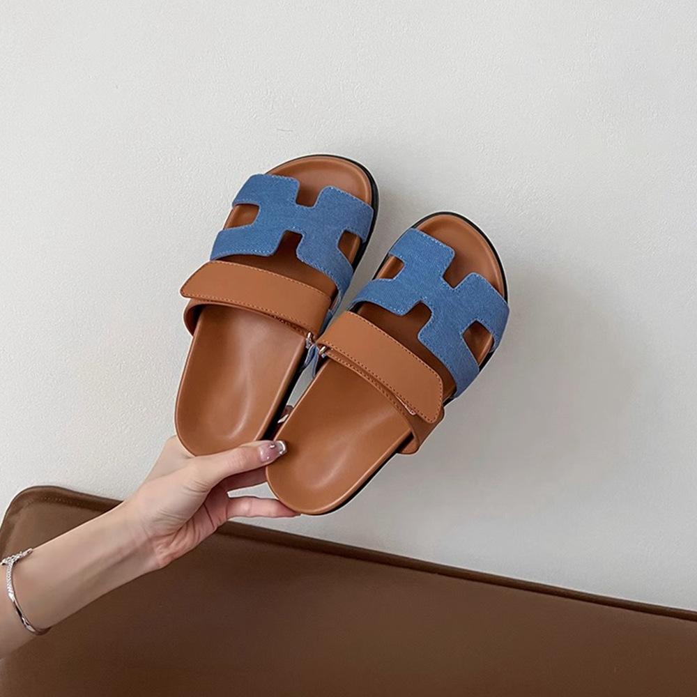 Uncle's house has the same spot second uncle slippers for women in the summer of 2025, new fashionable thick-soled outer wear Velcro sandals for women