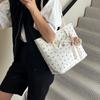 2025 new small fresh printed tote bag large capacity women's fashion texture shoulder bag work commuter bag