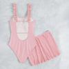 Women's Summer Solid Color Backless Tie Waist One-Piece Swimsuit with Skirt Two-Piece Set Swimwear Beachwear