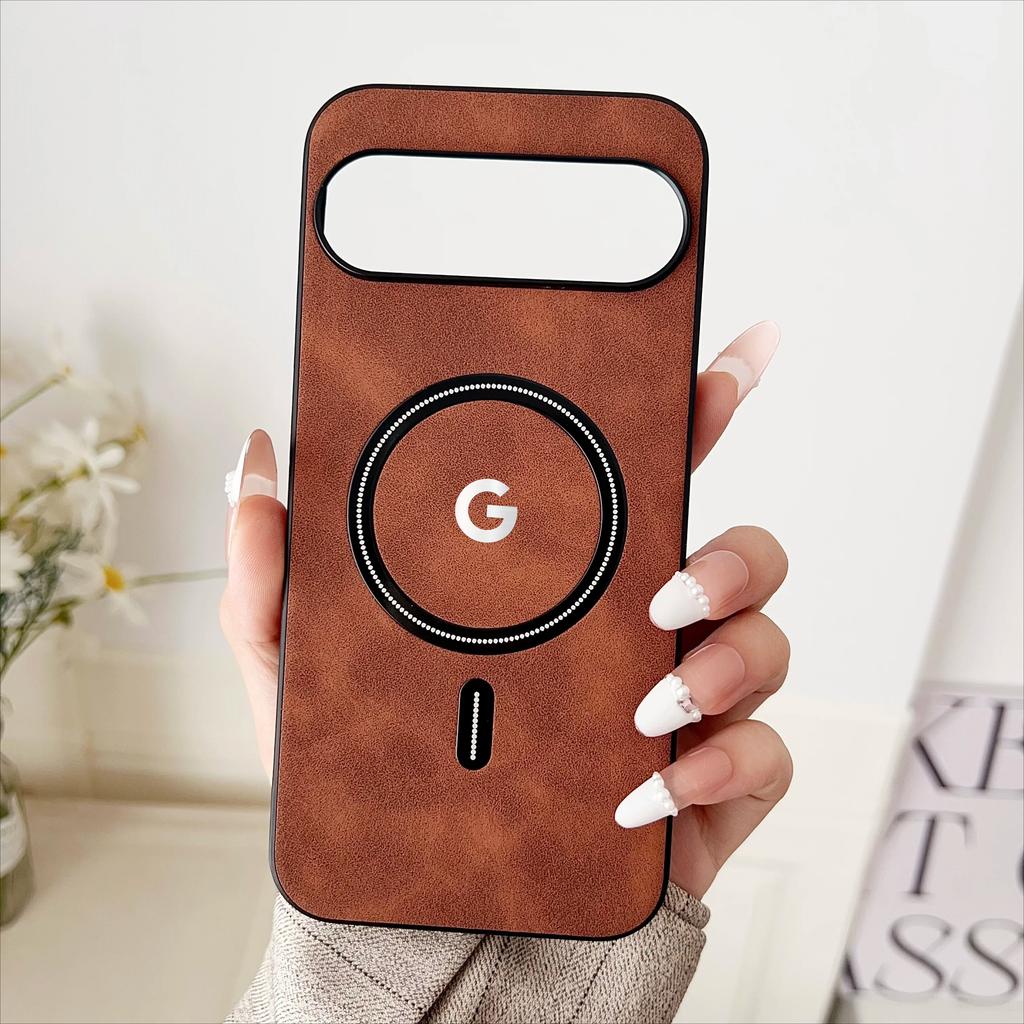 Luxury Business Leather for Magsafe Phone Case for Google Pixel 10 9 8 7 Pro XL 8A 7A Magnetic Wireless Charging Protect Cover