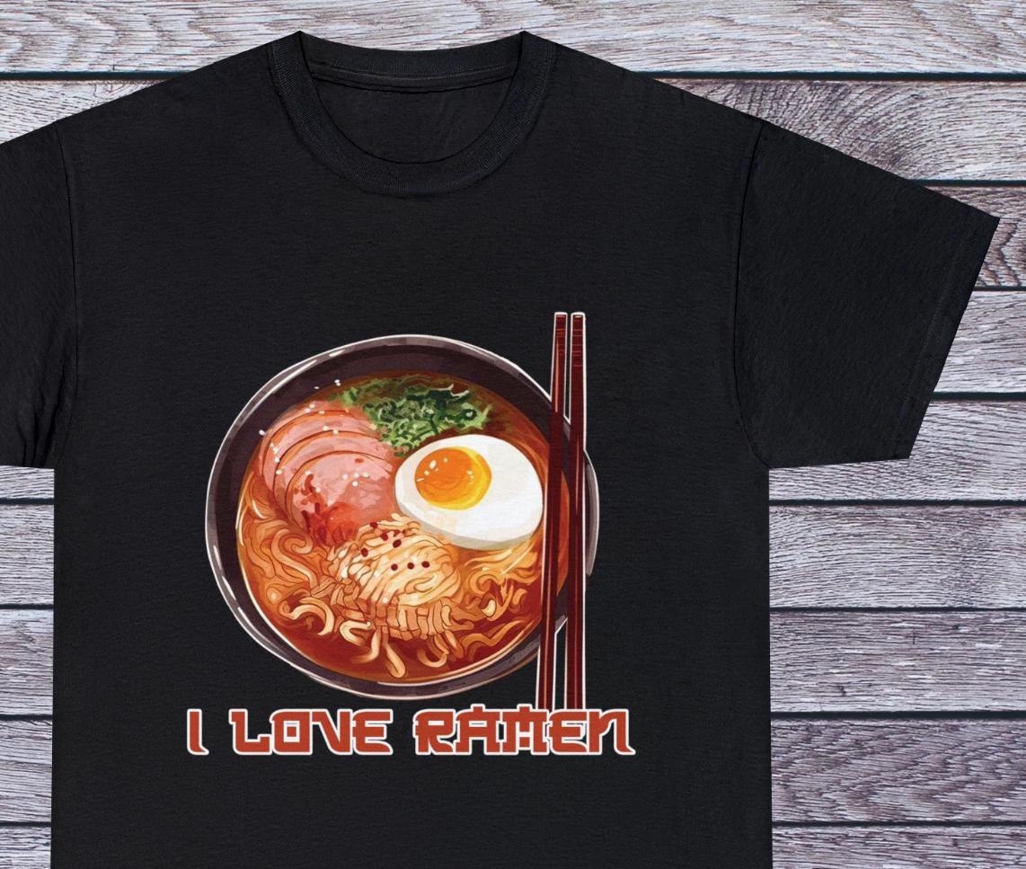 

I Love Ramen T Shirt Anime Tee Manga Japanese Clothing Cosplay Otaku S