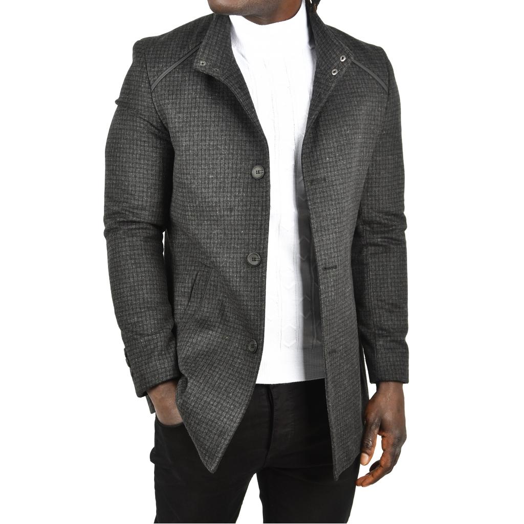 DeepSEA Pötikare Desenli Dik Yaka Dar Kesim Hakim Yaka Kaşe Kaban 2407003