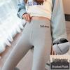 Verdickte Lammwolle Leggings für Damen, Hoher Bund, Bestickter Bund, Fleecegefüttert, Vertikale Streifen, Warme Herbst-/Winterhose.